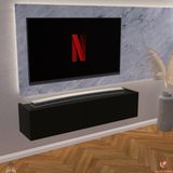 Siyah 120 cm Tv Ünitesi Tv Sehpası Duvar Rafı Kitaplık - Çok Renkli