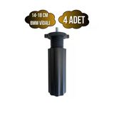 Siyah 14-18Cm Ayarlı Plastik Orta Ayak Mobilya Masa Ve Dolap Ayağı(14-18Cm)(Siyah)(8Mm Vidalı) Siyah 14-18Cm 14-18Cm - 4 Adet