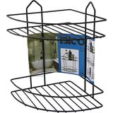 Siyah 2 Katlı - Üçgen Metal Banyo Köşelik - Duşkabin Raf (5224) - 1