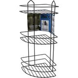 Siyah 3 Katlı - Üçgen Metal Banyo Köşelik - Duşkabin Raf (5224) - 1
