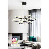 Siyah 3 Renk LED Kumandalı Modern Avize, Şık ve Şık Tasarım - Ahşap - Seçenek 1