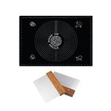 Siyah 45x65 Cm Silikon Hamur Açma Matı Ve Paslanmaz Çelik Ahşap Saplı Hamur Kesici Kazıyıcı Spatula Çok Renkli