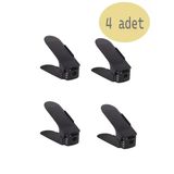 Siyah - 4'Lü Set - Ayarlanabilir Ayakkabı Rampası - Çift Katlı Düzenleyici