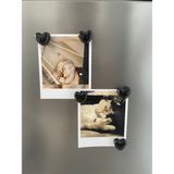 Siyah 5'li Kalpli Magnet Seti – Fotoğraf ve Not Tutucu, Buzdolabı Süsü, Güçlü Mıknatıs, Dekoratif