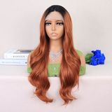 Siyah / Açık Bakır Ombreli Dalgalı Uzun Boy Tül Peruk
