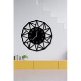 Siyah Ahşap 12 Kenar Duvar Saati - Oturma Odası Oturma Odası Ofis İçin 45x45 Cm Duvar Dekoru