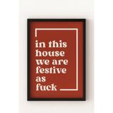 Siyah Ahşap Çerçeve Festive Yazılı Poster – Modern Tipografi Duvar Dekoru, Yılbaşı Ev Dekorasyonu Siyah 30 x 40