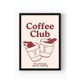 Siyah Ahşap Çerçeveli Coffee Club Retro Kahve Temalı Minimal Duvar Posteri Çok Renkli 30 x 40