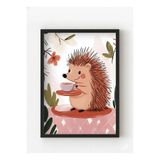 Siyah Ahşap Çerçeveli Forest Friend Hedgehog – Orman Temalı Çocuk Odası Posteri Çok Renkli 10 x 15