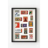 Siyah Ahşap Çerçeveli Kibrit Kutu Koleksiyonu Poster – Retro Pop Art Duvar Dekoru Siyah Çerçeveli 10 x 15