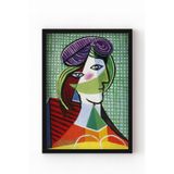 Siyah Ahşap Çerçeveli Kübist Portre Poster – Modern Soyut Kadın Figürü Duvar Tablosu Siyah Çerçeveli 30 x 40