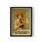 Siyah Ahşap Çerçeveli Liberty Speaking Poster – Vintage Özgürlük Heykeli Temalı Duvar Tablosu Siyah Çerçeveli 21 x 30