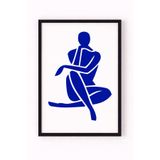 Siyah Ahşap Çerçeveli Mavi Soyut Figür Poster Minimal Modern Duvar Tablosu Siyah Ahşap Çerçeveli 21 x 30