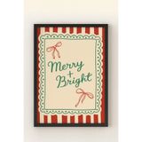Siyah Ahşap Çerçeveli “Merry & Bright” Yılbaşı Posteri – Retro Noel Dekorasyon Tablosu Siyah Çerçeveli 10 x 15
