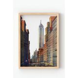 Siyah Ahşap Çerçeveli New York Manzarası Tablosu – Empire State Building Temalı Duvar Dekoru Bej 30 x 40