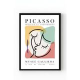 Siyah Ahşap Çerçeveli Picasso Stil Soyut Yüzler Modern Sanat Duvar Posteri Siyah Ahşap Çerçeveli 21 x 30