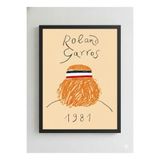 Siyah Ahşap Çerçeveli “Roland Garros 1981” Poster – Retro İllüstrasyon Tenis Sanat Tablosu Siyah Çerçeveli 30 x 40