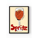 Siyah Ahşap Çerçeveli Spritz Kokteyl Temalı Retro Minimal Duvar Posteri Siyah Ahşap Çerçeveli 21 x 30