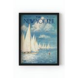 Siyah Ahşap Çerçeveli The New Yorker Yelkenli Poster – Retro Deniz Temalı Duvar Dekoru Siyah Çerçeveli 10 x 15