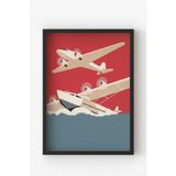 Siyah Ahşap Çerçeveli Vintage Uçak Posteri – Retro Havacılık Temalı Duvar Tablosu Siyah Çerçeveli 21 x 30