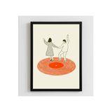Siyah Ahşap Çerçeveli “Vinyl Dance” Poster – Retro Minimal Çift Dans Duvar Sanatı Siyah Çerçeveli 21 x 30