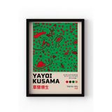 Siyah Ahşap Çerçeveli Yayoi Kusama “Tokyo 1993” Poster – Noktalı Yeşil & Kırmızı Pop Art Tablo Siyah Çerçeveli 10 x 15