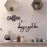 Siyah Ahşap Coffee Is Always A Good Idea Yazılı Mutfak Duvar Dekoru -Kahve Köşesi Dekoratif Tablo