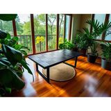 Siyah Ahşap Orta Sehpa Metal Ayak 120 x 60 cm Çay Kahve , Ofis Sehpası