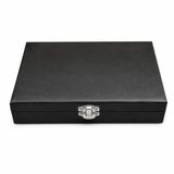 Siyah Ahşap Saklama Kutusu 18x10x4 cm Metal Kilitli Kumaş İç Yüzeyli Dekoratif Kutu