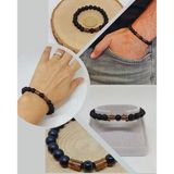 Siyah Akik & Oniks Taşı 8mm Unisex Tasarım Bileklik Hawaii Model (51330)