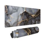 Siyah Altın Mürekkep Mermer Mouse Pad 11.8x31.5 inç Masa Aksesuarları Büyük Genişletilmiş Kaymaz Kauçuk Taban Mousepad Dikişli Kenarları ile Oyun Bilgisayarı Masaüstü Büyük Mouse Pad