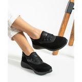 Siyah Anatomik Esnek Taban Slip-on Spor Ayakkabı Günlük Sneaker