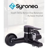 Siyah Armatür Delta Banyo Duş Bataryası Çift Girişli Prinç Aç Kapa Musluk