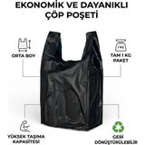 Siyah Atlet Market, Manav, Çöp Orta Boy Poşet 1 kg - Siyah Renkli atlet model poşettir. Paketin ağırlığı 1 Kg dır. 1 pakette yaklaşık 100 adet bulunmaktadır.