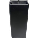 Siyah Ayaklı Kolon Köşeli Seramik Lavabo