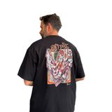 Siyah Ayna Bandana Patchli Oversize T-Shirt SW-5182 S