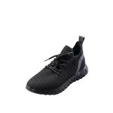 Siyah Bağcıklı Örgü Sneaker Faylon Taban Günlük Spor Ayakkabı | Nefes Alabilir Knit Kumaş, Ultra Hafif Taban, Darbe Emici Teknoloji, Esnek Ergonomik Kalıp, Günlük & Yürüyüş