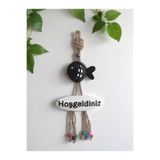 Siyah Balık Dekoratif Hoşgeldiniz Kapı Duvar Süsü Siyah 25 x 14