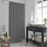 Siyah Banyo Perdesi-Tek Kanat Banyo Dekorasyon Ürünü Duş Perdesi, Lüks Duşakabin Ve Küvet Perdesi