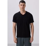 Siyah Basic Kısa Kol Standart Kalıp V Yaka Erkek T-Shirt - 87912