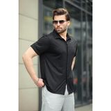 Siyah Basic Kısa Kollu Erkek Gömlek E6760 - XL