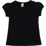 Siyah Basic Kız Bebek Çıtçıtlı Sıfır Yaka Karpuz Kol Tişört - 6 - 9 Ay