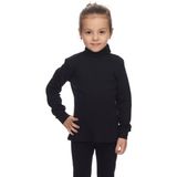 Siyah Basic Kız Çocuk Çıtçıtlı Tam Balıkçı Yaka Şardonlu Kışlık Uzun Kollu Tişört - 3 Yaş