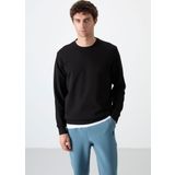 Siyah Basic O Yaka Rahat Form Erkek Sweatshirt - 88053