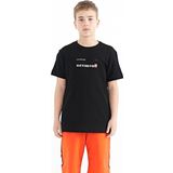 Siyah Baskı Detaylı O Yaka Standart Kalıp Erkek Çocuk T-Shirt - 11117