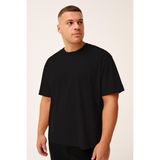 Siyah Baskılı O Yaka Rahat Form Battal Büyük Beden Erkek T-Shirt - 88472