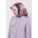 Siyah-Bej Soyut Ebruli Desen Twill İpek Eşarp