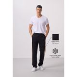 Siyah-Bej Yüzeyi Dokulu Standart Fit Palazzo Erkek Pantolon - 82171 - Siyah - Bej - XL