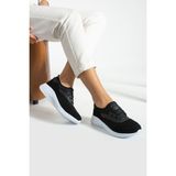 Siyah Beyaz Anatomik Esnek Taban Slip-on Spor Ayakkabı Günlük Sneaker - Siyah - Beyaz