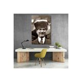 Siyah Beyaz Atatürk Görseli Dikey Duvar Tablosu Atatürk Portresi Ev Ofis Dekorasyonu